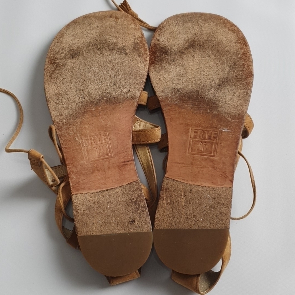Frye Ruth Suede Short Gladiator  Tan Sandals - Picture 7 of 11